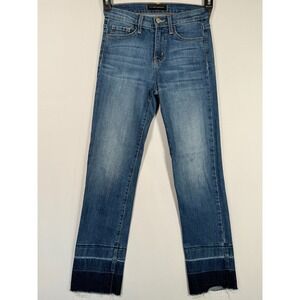Flying Monkey Jeans Women's 24x 27 Blue Denim Stretch 5 Pockets‎ Raw Unique Hem